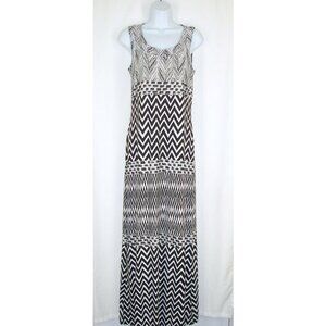 Chicos Maxi Dress 0 S Chevron Black WhiteSleeveless Tank